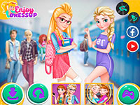 Игра Эльза и Рапунцель в колледже